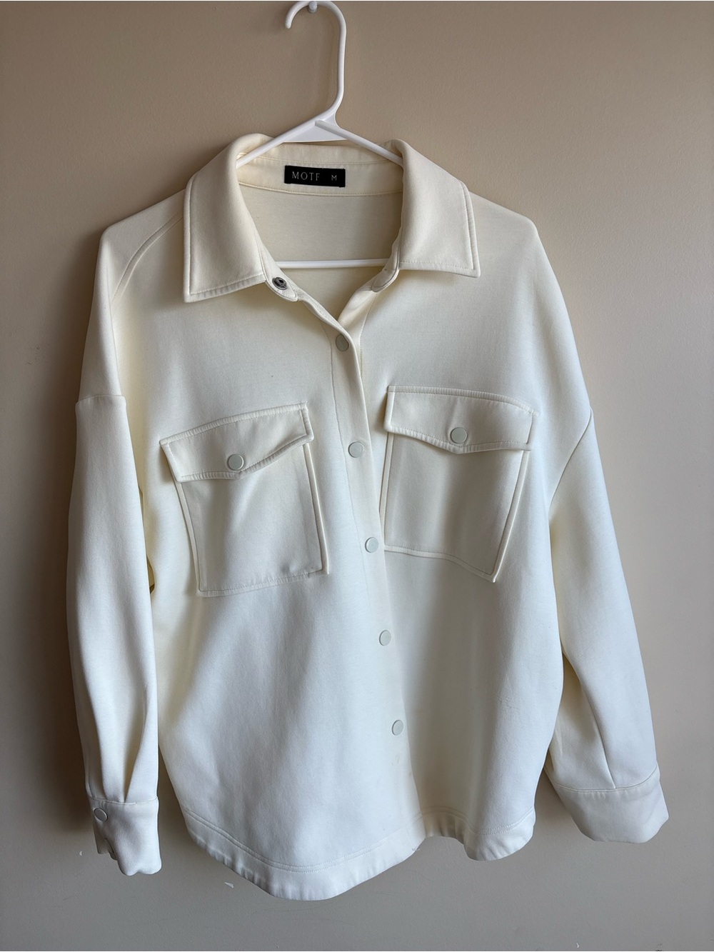 MOTF Cream Button-Up Pocket Jacket/ Shacket